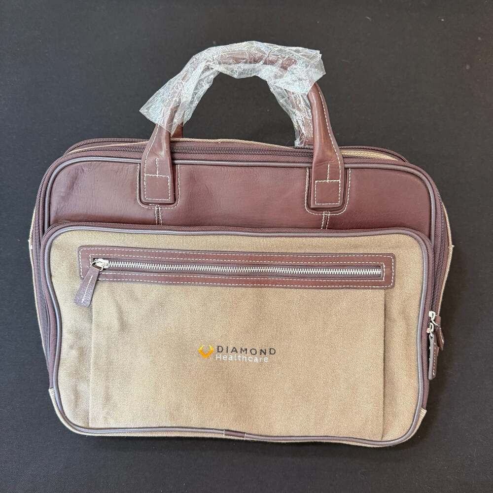 Bellino Canvas and Leather 15.6 Inch Laptop Briefcase Messenger Bag